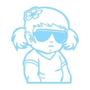 Samolepicí dekorace na vozidlo Dítě v autě 057 pravá holčička s brýlemi (03 - světle modrá) SAMOLEPKA NA AUTO, NÁLEPKA, FÓLIE, POLEP, TUNING, VLASTNÍ TEXT, TISK, AUTOSAMOLEPKY.cz, POLEPY, OBRÁZEK, LOGO, 3D STICKERS