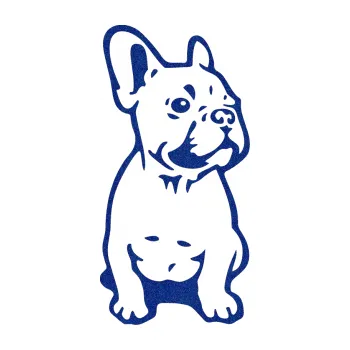 samolepka Pes 070 pravá Francouzský buldoček (89 - Ultra Metalic modrá tmavá) SAMOLEPKA NA AUTO, NÁLEPKA, FÓLIE, POLEP, TUNING, VLASTNÍ TEXT, TISK, AUTOSAMOLEPKY.cz, POLEPY, OBRÁZEK, LOGO, 3D STICKERS