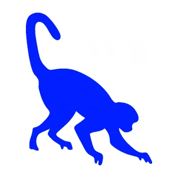 Samolepící dekorace Opice 002 pravá (19 - modrá dynamic) SAMOLEPKA NA AUTO, NÁLEPKA, FÓLIE, POLEP, TUNING, VLASTNÍ TEXT, TISK, AUTOSAMOLEPKY.cz, POLEPY, OBRÁZEK, LOGO, 3D STICKERS