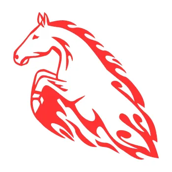 Samolepicí dekorace na vozidlo Animal flames 011 levá kůň (02 - světle červená) SAMOLEPKA NA AUTO, NÁLEPKA, FÓLIE, POLEP, TUNING, VLASTNÍ TEXT, TISK, AUTOSAMOLEPKY.cz, POLEPY, OBRÁZEK, LOGO, 3D STICKERS