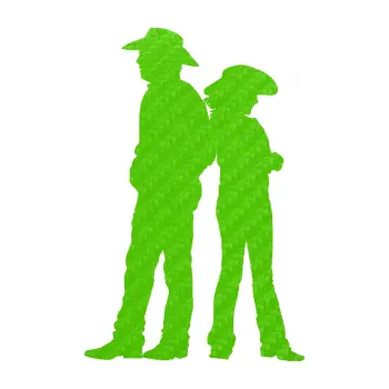 Samolepící dekorace SAMOLEPKA Kovboj a kovbojka 001 levá (58 - 3D karbon zelený kawasaki) NA AUTO, NÁLEPKA, FÓLIE, POLEP, TUNING, VLASTNÍ TEXT, TISK, AUTOSAMOLEPKY.cz, POLEPY, OBRÁZEK, LOGO, SAMOLEPKY