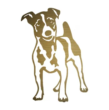 Polep vozidla SAMOLEPKA Pes 144 levá Jack Russel terier (64 - škrábaný kov zlatý) NA AUTO, NÁLEPKA, FÓLIE, POLEP, TUNING, VLASTNÍ TEXT, TISK, AUTOSAMOLEPKY.cz, POLEPY, OBRÁZEK, LOGO, SAMOLEPKY