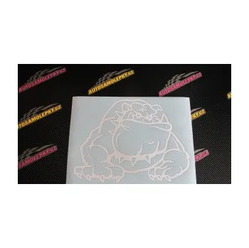 samolepka Buldog 001 pravá pes (17 - šedá) SAMOLEPKA NA AUTO, NÁLEPKA, FÓLIE, POLEP, TUNING, VLASTNÍ TEXT, TISK, AUTOSAMOLEPKY.cz, POLEPY, OBRÁZEK, LOGO, 3D STICKERS