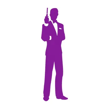 Samolepící dekorace James Bond silueta levá (14 - fialová) SAMOLEPKA NA AUTO, NÁLEPKA, FÓLIE, POLEP, TUNING, VLASTNÍ TEXT, TISK, AUTOSAMOLEPKY.cz, POLEPY, OBRÁZEK, LOGO, 3D STICKERS