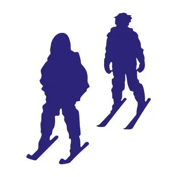 Autodoplněk Samolepka na auto Lyžař 014 levá (22 - střední modrá) Zimní olympiáda Milano Cortina Itálie 2026