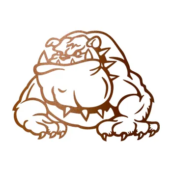 samolepka Buldog 001 levá pes (44 - měděná metalíza) SAMOLEPKA NA AUTO, NÁLEPKA, FÓLIE, POLEP, TUNING, VLASTNÍ TEXT, TISK, AUTOSAMOLEPKY.cz, POLEPY, OBRÁZEK, LOGO, 3D STICKERS