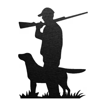 Samolepící dekorace SAMOLEPKA Myslivec 005 levá se psem na lovu (63 - škrábaný kov černý) NA AUTO, NÁLEPKA, FÓLIE, POLEP, TUNING, VLASTNÍ TEXT, TISK, AUTOSAMOLEPKY.cz, POLEPY, OBRÁZEK, LOGO, SAMOLEPKY