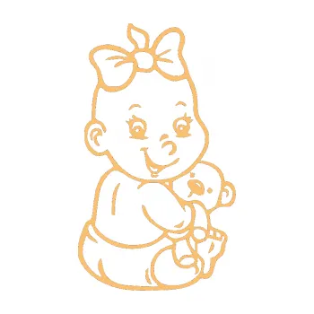 Samolepicí dekorace na vozidlo Dítě v autě 018 pravá holčička s medvídkem (08 - béžová) SAMOLEPKA NA AUTO, NÁLEPKA, FÓLIE, POLEP, TUNING, VLASTNÍ TEXT, TISK, AUTOSAMOLEPKY.cz, POLEPY, OBRÁZEK, LOGO, 3D STICKERS