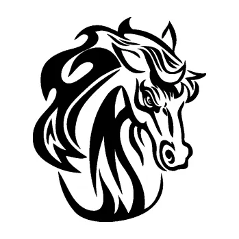 Samolepící dekorace SAMOLEPKA Kůň 069 pravá hlava s hřívou (01 - černá) NA AUTO, NÁLEPKA, FÓLIE, POLEP, TUNING, VLASTNÍ TEXT, TISK, AUTOSAMOLEPKY.cz, POLEPY, OBRÁZEK, LOGO, SAMOLEPKY