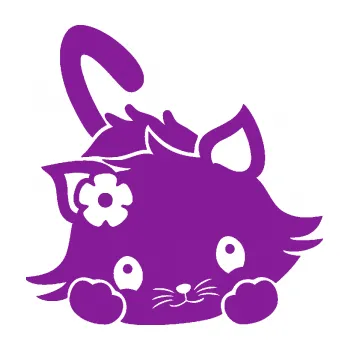 Samolepící dekorace Kočka 012 pravá (14 - fialová) SAMOLEPKA NA AUTO, NÁLEPKA, FÓLIE, POLEP, TUNING, VLASTNÍ TEXT, TISK, AUTOSAMOLEPKY.cz, POLEPY, OBRÁZEK, LOGO, 3D STICKERS