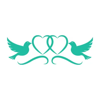 Samolepící dekorace Novomanželé 002 holubičky se srdíčky (25 - tyrkysová) SAMOLEPKA NA AUTO, NÁLEPKA, FÓLIE, POLEP, TUNING, VLASTNÍ TEXT, TISK, AUTOSAMOLEPKY.cz, POLEPY, OBRÁZEK, LOGO, 3D STICKERS