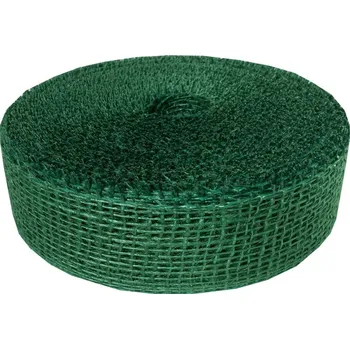 Stuha Jutová stuha 5 cm, 25 m - tm. zelená"