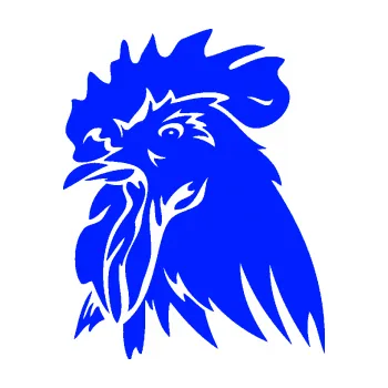 Samolepící dekorace Kohout 001 levá (19 - modrá dynamic) SAMOLEPKA NA AUTO, NÁLEPKA, FÓLIE, POLEP, TUNING, VLASTNÍ TEXT, TISK, AUTOSAMOLEPKY.cz, POLEPY, OBRÁZEK, LOGO, 3D STICKERS