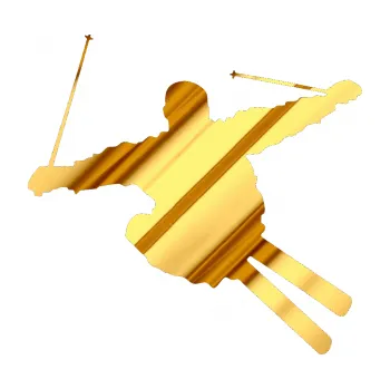 Samolepicí dekorace na vozidlo Lyžař 001 pravá (81 - chrom fólie zlatá zrcadlová) SAMOLEPKA NA AUTO, NÁLEPKA, FÓLIE, POLEP, TUNING, VLASTNÍ TEXT, TISK, AUTOSAMOLEPKY.cz, POLEPY, OBRÁZEK, LOGO, 3D STICKERS