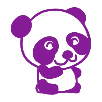 Samolepící dekorace Panda 002 pravá (14 - fialová) SAMOLEPKA NA AUTO, NÁLEPKA, FÓLIE, POLEP, TUNING, VLASTNÍ TEXT, TISK, AUTOSAMOLEPKY.cz, POLEPY, OBRÁZEK, LOGO, 3D STICKERS