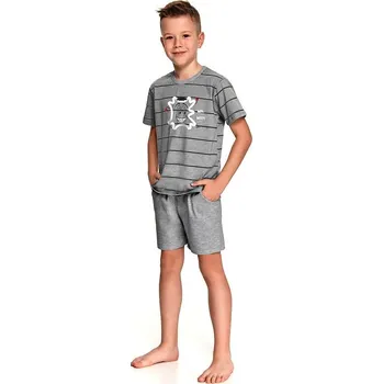 Taro, dětské pyžamo 2522-Karolek, krátký rukáv, šedý melír, vel. 104