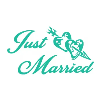 Samolepící dekorace SAMOLEPKA Just Married 002 srdíčka (25 - tyrkysová) NA AUTO, NÁLEPKA, FÓLIE, POLEP, TUNING, VLASTNÍ TEXT, TISK, AUTOSAMOLEPKY.cz, POLEPY, OBRÁZEK, LOGO, SAMOLEPKY