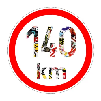 samolepka Maximální rychlost 140km - nejvyšší konstrukční rychlost (83 - Sticker bomb) SAMOLEPKA NA AUTO, NÁLEPKA, FÓLIE, POLEP, TUNING, VLASTNÍ TEXT, TISK, AUTOSAMOLEPKY.cz, POLEPY, OBRÁZEK, LOGO, 3D STICKERS