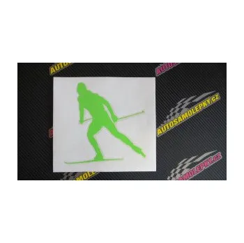 Samolepicí dekorace na vozidlo Lyžař 006 levá běžky (10 - červená) SAMOLEPKA NA AUTO, NÁLEPKA, FÓLIE, POLEP, TUNING, VLASTNÍ TEXT, TISK, AUTOSAMOLEPKY.cz, POLEPY, OBRÁZEK, LOGO, 3D STICKERS