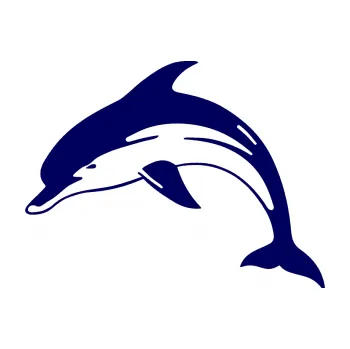 Samolepící dekorace Delfín 002 levá (23 - tmavě modrá) SAMOLEPKA NA AUTO, NÁLEPKA, FÓLIE, POLEP, TUNING, VLASTNÍ TEXT, TISK, AUTOSAMOLEPKY.cz, POLEPY, OBRÁZEK, LOGO, 3D STICKERS