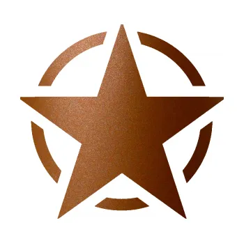 samolepka Hvězda US Army 001 (44 - měděná metalíza) SAMOLEPKA NA AUTO, NÁLEPKA, FÓLIE, POLEP, TUNING, VLASTNÍ TEXT, TISK, AUTOSAMOLEPKY.cz, POLEPY, OBRÁZEK, LOGO, 3D STICKERS