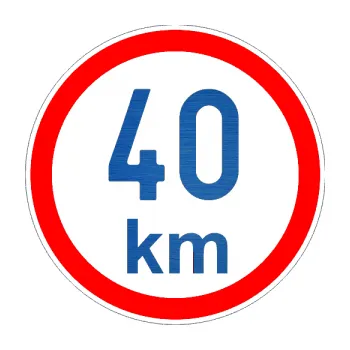 samolepka Maximální rychlost 40km - nejvyšší konstrukční rychlost (65 - škrábaný kov modrý) SAMOLEPKA NA AUTO, NÁLEPKA, FÓLIE, POLEP, TUNING, VLASTNÍ TEXT, TISK, AUTOSAMOLEPKY.cz, POLEPY, OBRÁZEK, LOGO, 3D STICKERS