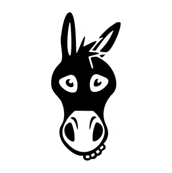 Samolepící dekorace SAMOLEPKA Osel 001 pravá (01 - černá) NA AUTO, NÁLEPKA, FÓLIE, POLEP, TUNING, VLASTNÍ TEXT, TISK, AUTOSAMOLEPKY.cz, POLEPY, OBRÁZEK, LOGO, SAMOLEPKY