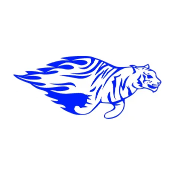 Samolepicí dekorace na vozidlo Animal flames 021 pravá tygr (19 - modrá dynamic) SAMOLEPKA NA AUTO, NÁLEPKA, FÓLIE, POLEP, TUNING, VLASTNÍ TEXT, TISK, AUTOSAMOLEPKY.cz, POLEPY, OBRÁZEK, LOGO, 3D STICKERS