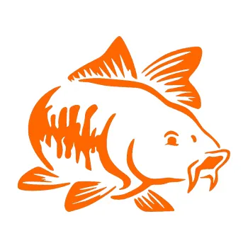 Polep vozidla SAMOLEPKA Kapr 001 pravá (73 - Fluorescentní oranžová) NA AUTO, NÁLEPKA, FÓLIE, POLEP, TUNING, VLASTNÍ TEXT, TISK, AUTOSAMOLEPKY.cz, POLEPY, OBRÁZEK, LOGO, SAMOLEPKY