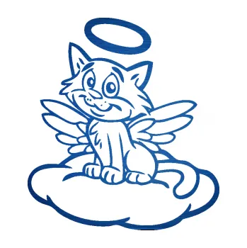 Samolepící dekorace SAMOLEPKA Kočka 020 levá andílek na obláčku (65 - škrábaný kov modrý) NA AUTO, NÁLEPKA, FÓLIE, POLEP, TUNING, VLASTNÍ TEXT, TISK, AUTOSAMOLEPKY.cz, POLEPY, OBRÁZEK, LOGO, SAMOLEPKY