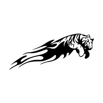 Samolepicí dekorace na vozidlo Animal flames 022 pravá tygr (01 - černá) SAMOLEPKA NA AUTO, NÁLEPKA, FÓLIE, POLEP, TUNING, VLASTNÍ TEXT, TISK, AUTOSAMOLEPKY.cz, POLEPY, OBRÁZEK, LOGO, 3D STICKERS