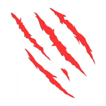 Samolepicí dekorace na vozidlo Drápanec 004 pravá (02 - světle červená) SAMOLEPKA NA AUTO, NÁLEPKA, FÓLIE, POLEP, TUNING, VLASTNÍ TEXT, TISK, AUTOSAMOLEPKY.cz, POLEPY, OBRÁZEK, LOGO, 3D STICKERS