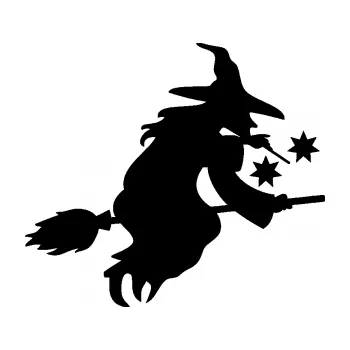 Samolepící dekorace SAMOLEPKA Čarodějnice 001 pravá na koštěti (01 - černá) NA AUTO, NÁLEPKA, FÓLIE, POLEP, TUNING, VLASTNÍ TEXT, TISK, AUTOSAMOLEPKY.cz, POLEPY, OBRÁZEK, LOGO, SAMOLEPKY