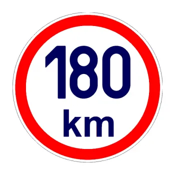 samolepka Maximální rychlost 180km - nejvyšší konstrukční rychlost (23 - tmavě modrá) SAMOLEPKA NA AUTO, NÁLEPKA, FÓLIE, POLEP, TUNING, VLASTNÍ TEXT, TISK, AUTOSAMOLEPKY.cz, POLEPY, OBRÁZEK, LOGO, 3D STICKERS