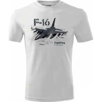 Pánské tričko STRIKER Tričko F-16 FALCON FIGHTING Barva: Bílá, Velikost: XXXL