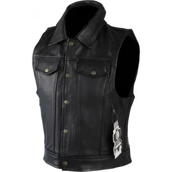 Moto vesta L&J Kožená vesta Pilot černá , pánská 5XL