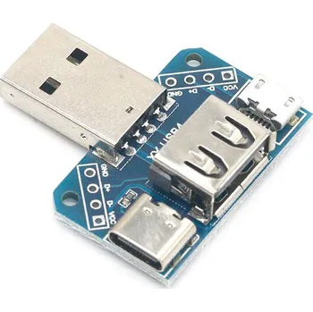 Elektronická stavebnice LaskaKit_cz USB adaptér na USB-A, USB-C a microUSB