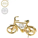 Kovová pozlacená figurka Jízdní kolo malé s bílými krystaly Swarovski Elements