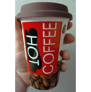 Termohrnek Porcelánový pohárek coffee "zrnka kávy" - 310 ml