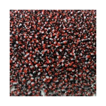 Dětské navlékací korálky Rokajl 10/0 červeno-bílo-černé pruhované