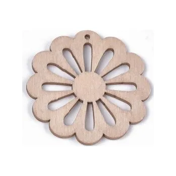 Dětské navlékací korálky Dřevěný výřez květina 50x50mm