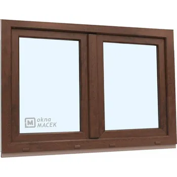 Okno Plastové okno - KNIPPING 70 AD, 1500x900 mm, O+OS klapačka, ořech Sklo: čiré, Barva, imitace: ořech/bílá (jednostranně) + příslušenství a montážní materiál zdarma