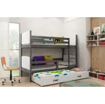 ImportWorld Dětská patrová postel Evžen - 3 osoby, 80x190 s výsuvnou přistýlkou – Grafitová, Bílá