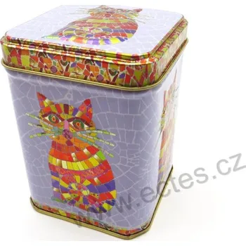 Dóza na potraviny ChaCult KOČKA MOZAIKA plechová dóza na čaj 7421 barevná mozaiková kočička