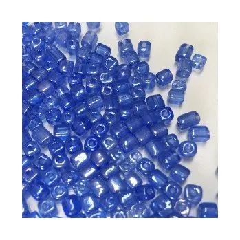 Dětské navlékací korálky Rokajl průhledný modrý hranol (4mm)