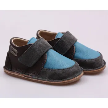 Chlapecké polobotky Kožené barefoot boty Happy blue - podrážka 4 mm, Tikki shoes Velikost: 19