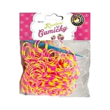 kreativní sada Gumičky na náramky Loom Bands pruhované růžovo-žluté