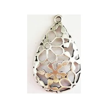 Přívěsek Přívěsek kapka s kytičkami 40x25mm