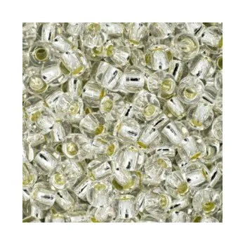 Dětské navlékací korálky Rokajl Preciosa 1. jakost 6/0 stříbrný průtah č. 001