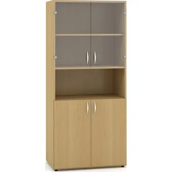 Policová skříň Skříň 2M/1M/2M Dveře/NIKA/Dveře sklo - 800 x 470 x 1780, Třešeň